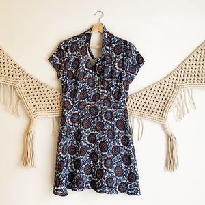 Bp. Tie Neck Paisley Print Fit and Flare Dress